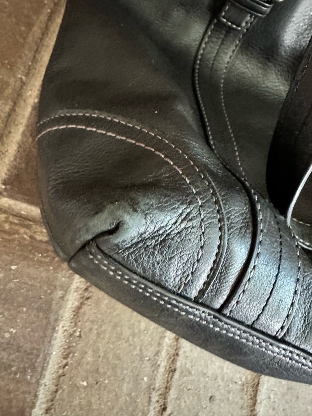 Vintage Coach Hampton Black Leather Tote Bag F11201 - Picture 9 of 10